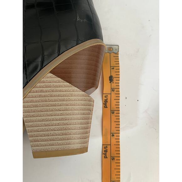 Women's Tall Black Western Croc Embossed Boots with Cutout Block Heel Size 38/8 - Picture 8 of 9